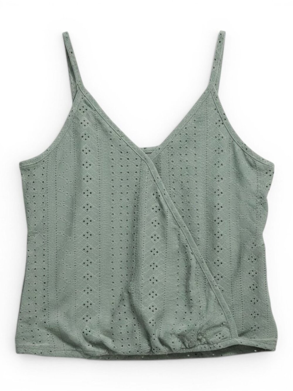 Cupshe Sage Green Eyelet Wrap-Front Tank Top